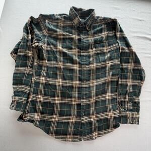 G.H. Bass & Co. Shirt Mens Medium Green Plaid Flannel Long Sleeve Button Front